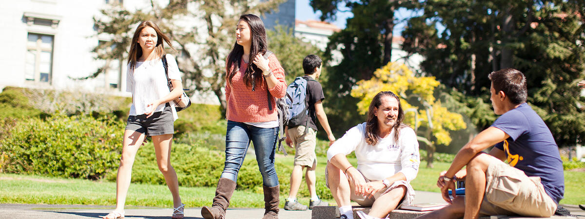 students walking on UC Berkeley campus